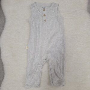 Carter's Light Gray Ribbed Knit Jumpsuit 3M